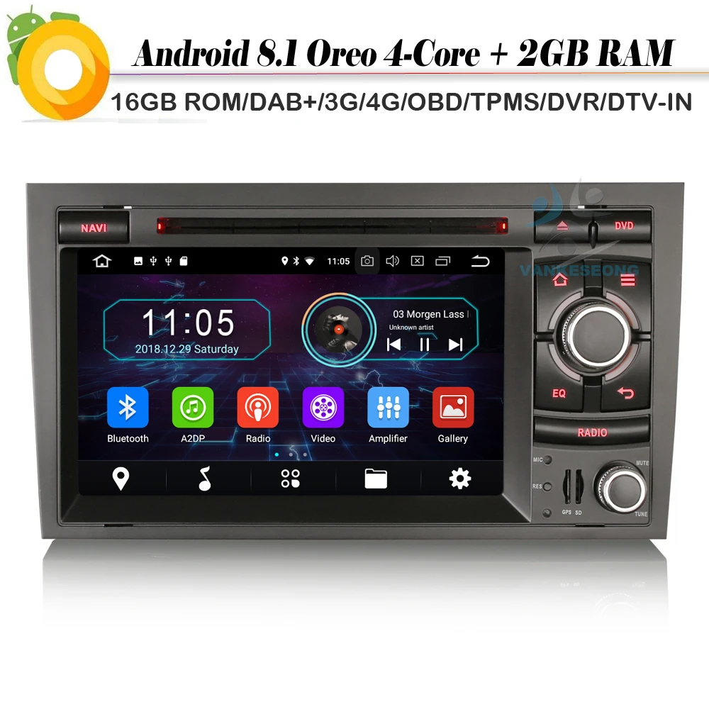 DAB + Четырехъядерный 4G TPMS для Audi A4 S4 RS4 RNS E Android 8 1 Авторадио спутниковая навигация