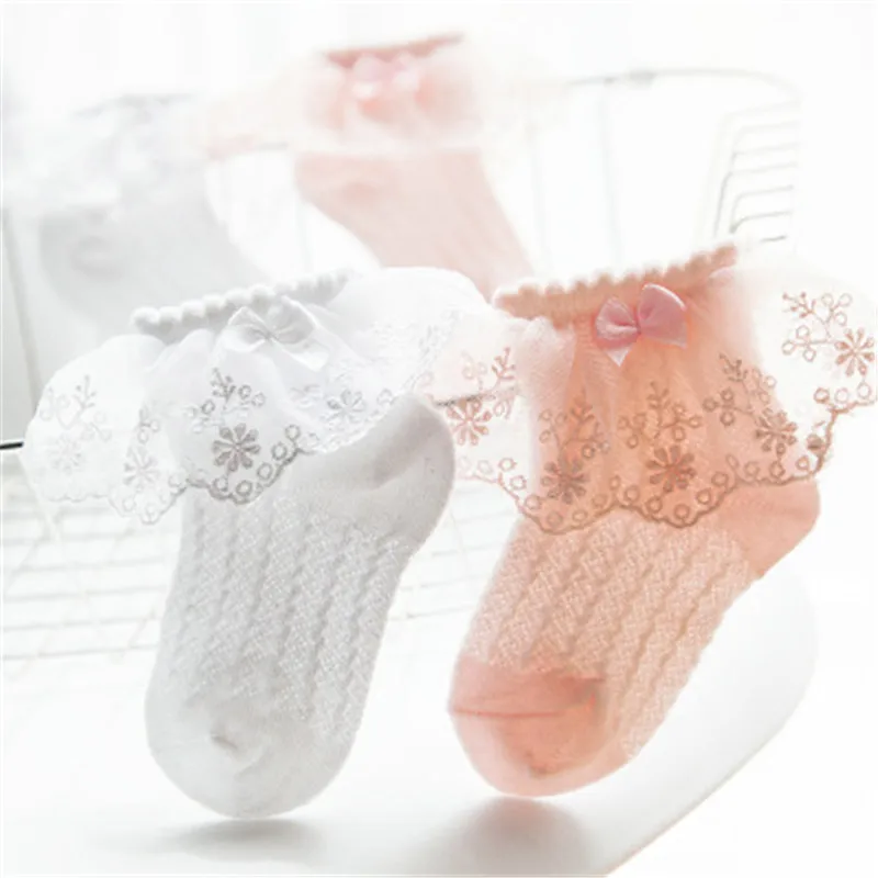 

Summer mesh princess socks newborn sock infant thin boys girls baby socks casual kids lace bow design ruffle frilly socks