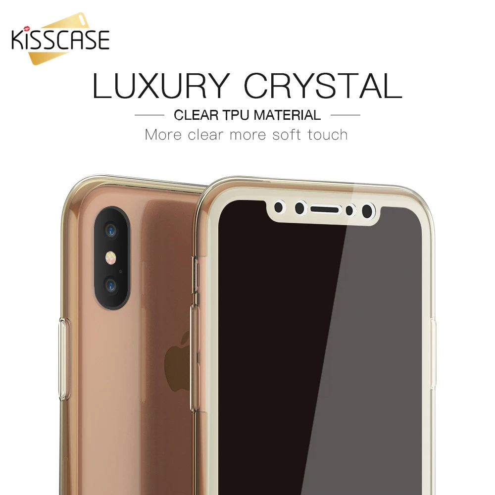KISSCASE 360 градусов покрытие Чехлы для iPhone X ультра тонкий мягкий силиконовый чехол 7