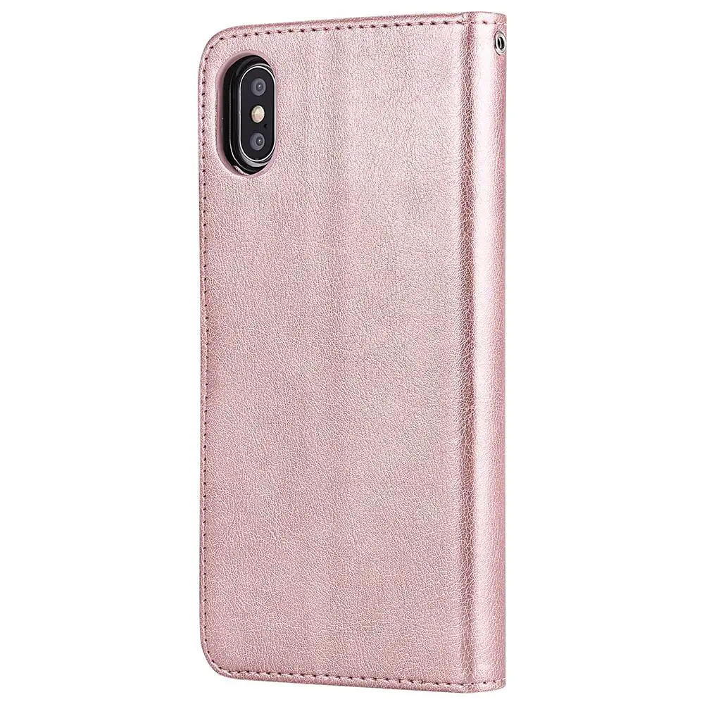 Чехол kisscase для iPhone XS чехол MAX XR кожаный бумажник 2 в 1 Магнитный съемный флип кейс 5