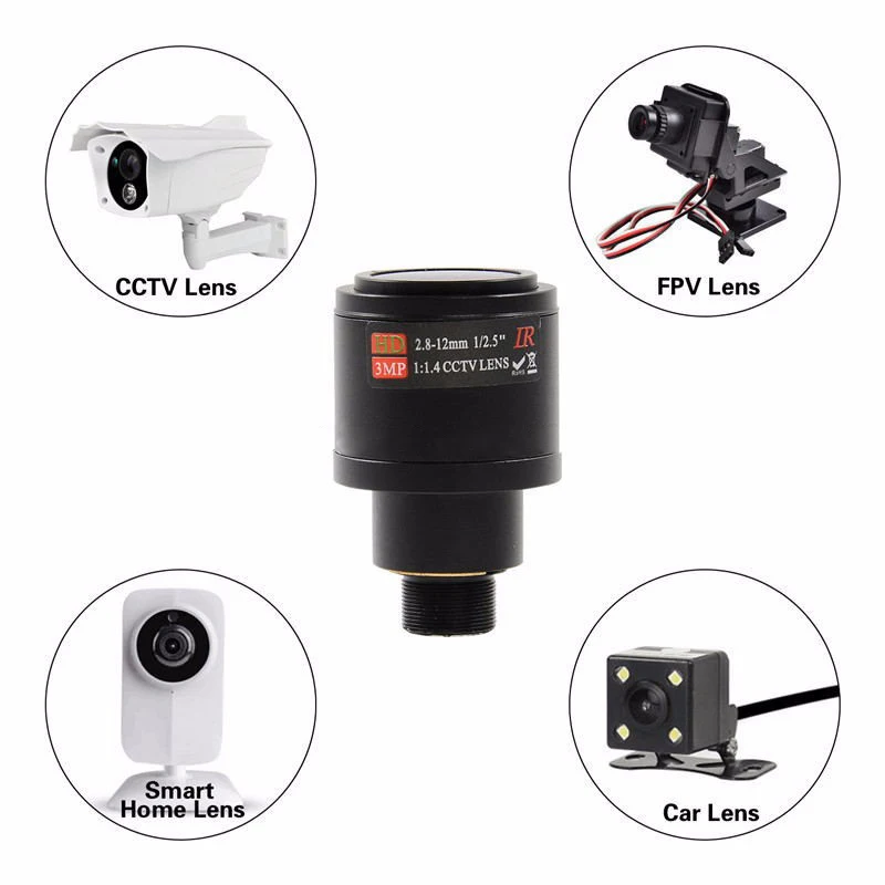 HD CCTV объектив 3.0MP M12 2 8 12 мм варифокальный IR F1.4 ручной фокус зум|Компактные