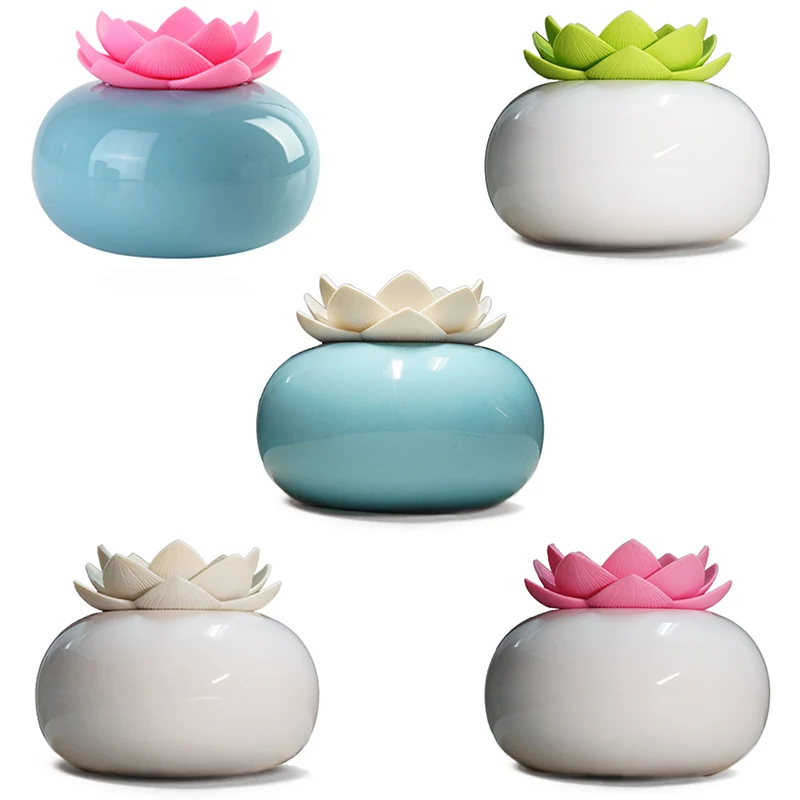 

200Ml Ceramic Ultrasonic Aroma Humidifier Air Diffuser Simplicity Lotus Purifier Atomizer Essential Oil Diffuser White+White