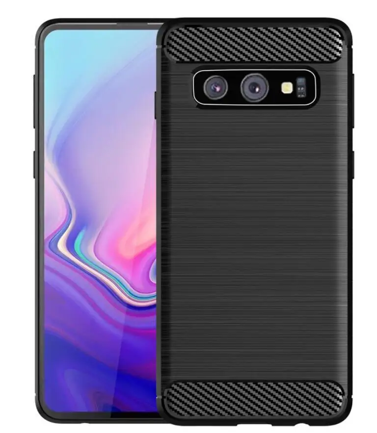 50 шт./лот Бесплатная доставка для Samsung S10 5G углеродное волокно Силиконовый ТПУ