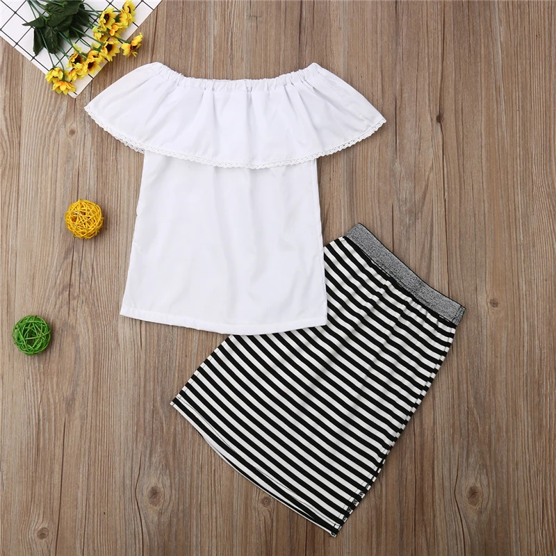 2019 модный детский комплект одежды для маленьких девочек летняя футболка с