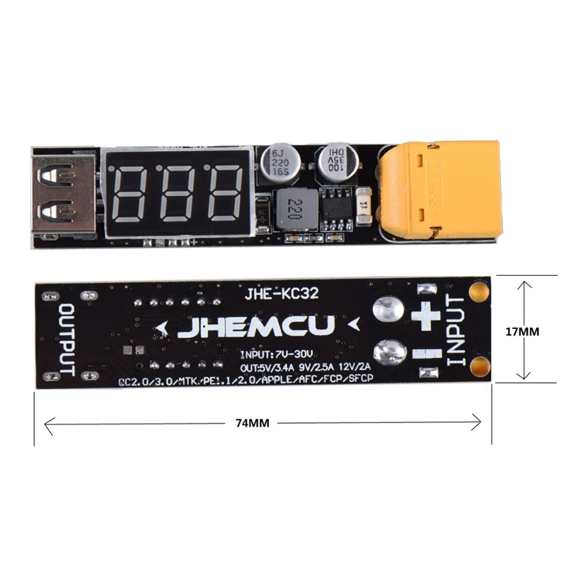 Новый jhemcu JHE KC32 2 6 S 7 V 30 5 DC XT60 USB понижающий модуль зарядки Поддержка QC3.0 Quick Charge