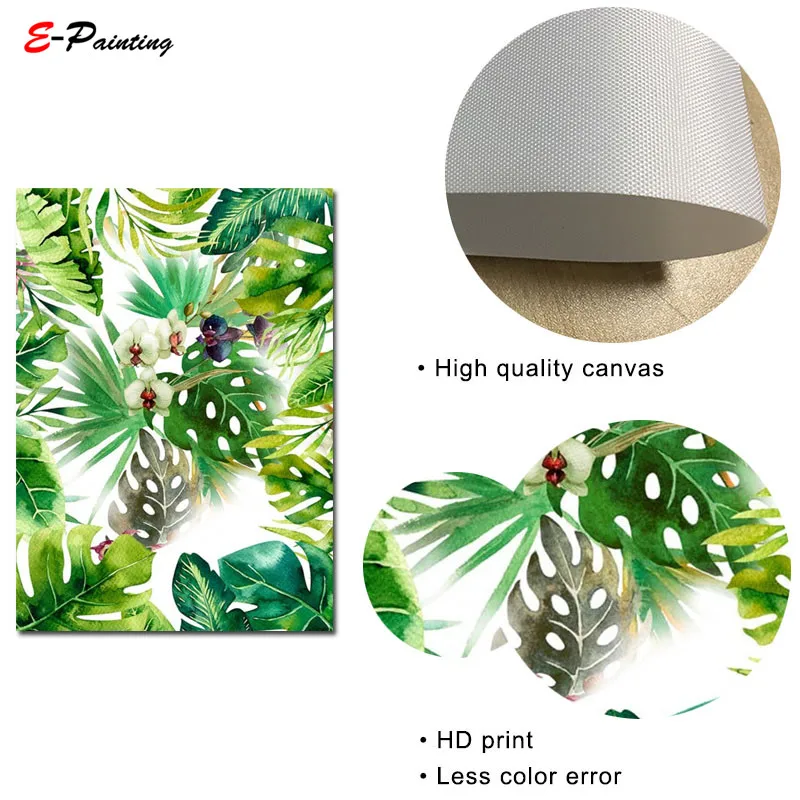 Modern Watercolor Wall Art Painting Jungle Green Leaf Tropical Trees Canvas Posters Living Room Decoration Picture Home Decor | Дом и сад
