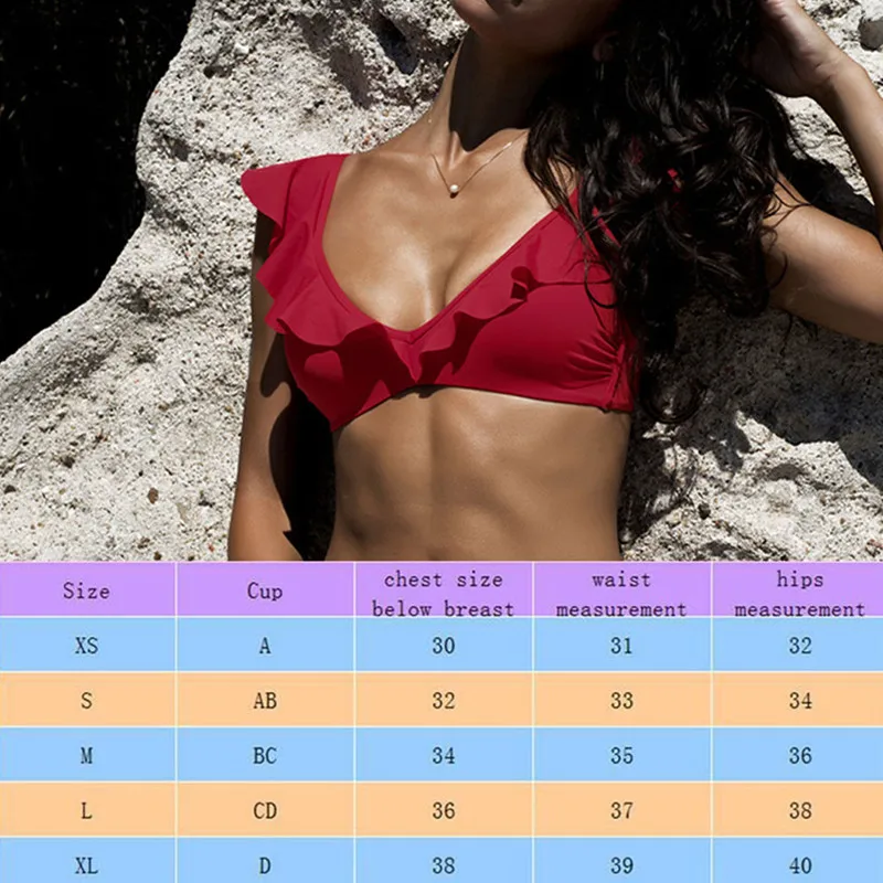 Женский комплект бикини с оборками из 2 предметов купальный костюм подкладкой