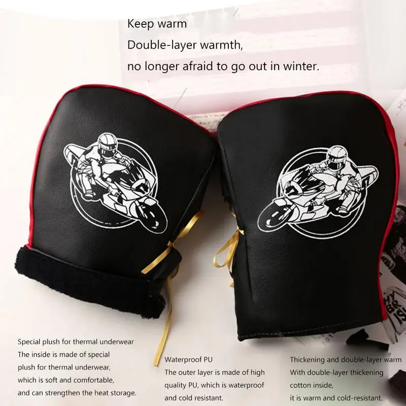Пара мотоциклетных перчаток зимние водонепроницаемые перчатки теплые кожаные