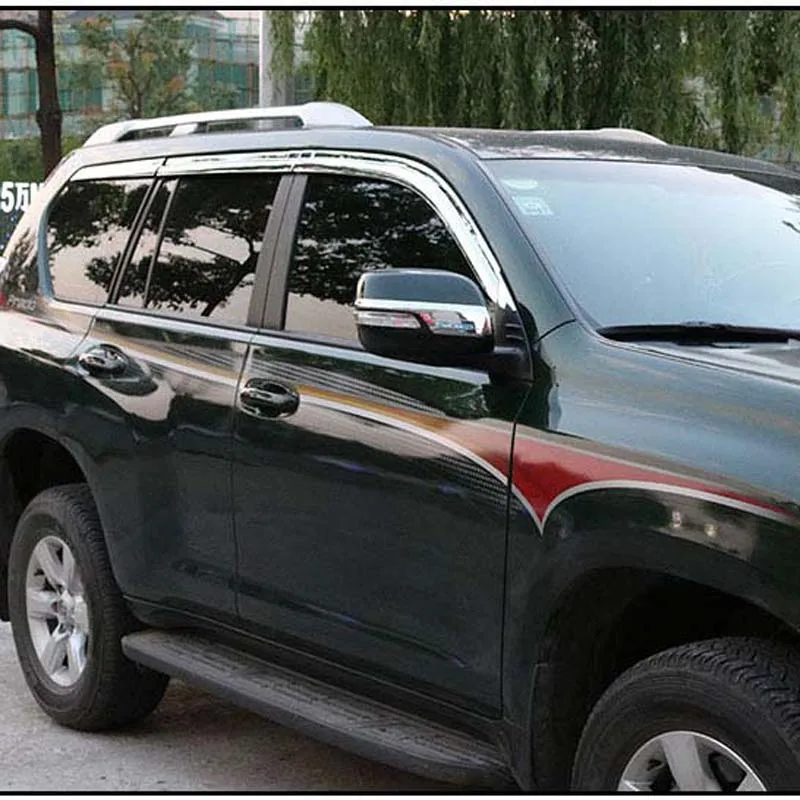 

Новинка, 1 комплект, хромированные боковые дефлекторы от дождя, вентиляционные солнцезащитные козырьки для Toyota Land Cruiser Prado 2010-2018