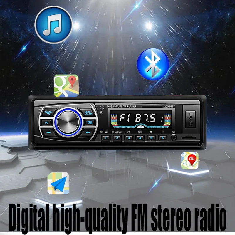 Автомагнитола 1 Din Автомобильный MP3 плеер Aux in FM Тернер Bluetooth 12 В Поддержка USB/SD/MMC