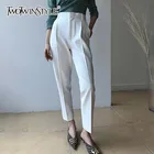 Женские брюки с высокой талией TWOTWINSTYLE, осенние брюки-шаровары до щиколотки, на молнии, с карманами, большие размеры, 2020