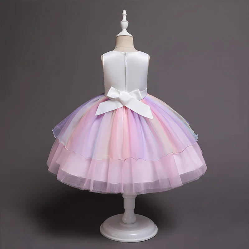 2020 Girl Unicorn Flower Dress Kids Birthday Party Cosplay Costume Toddler Pageant Princess Dresses Tulle Tutu Rainbow Costumes | Детская