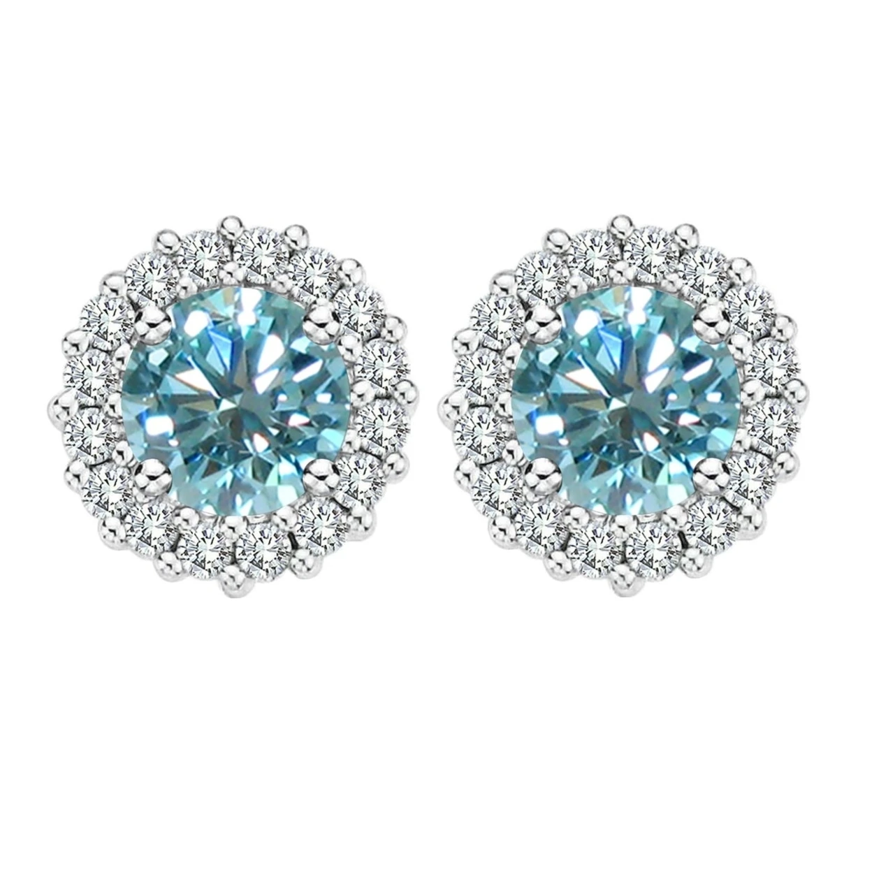 10 к белое золото 4 75 карат круглый светло голубой серьги гвоздики с муассанитом