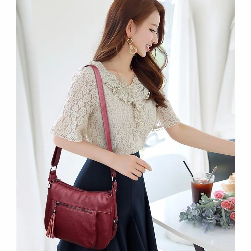 Черные сумки через плечо для женщин 2019 кожаная сумка на женская сумка-мессенджер