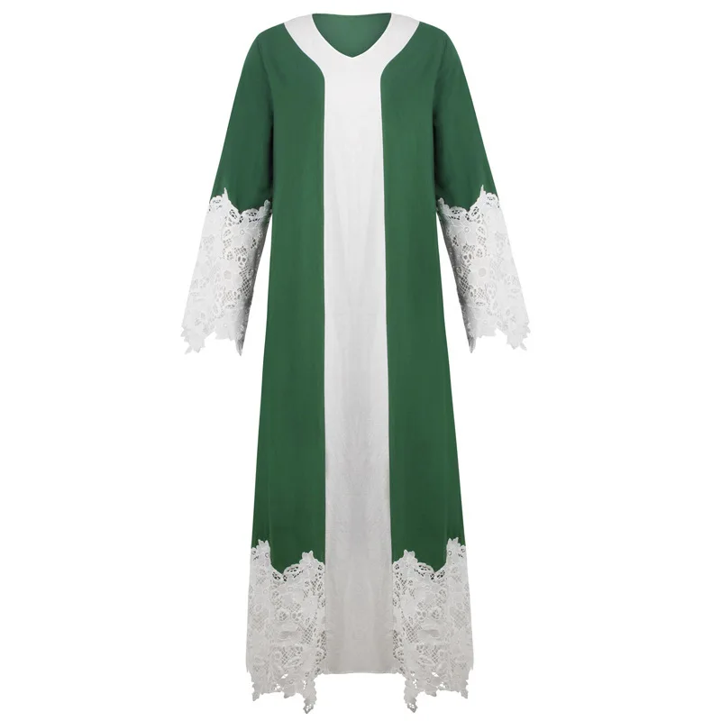 S XL женская мусульманская одежда кружевное платье с длинными рукавами в стиле