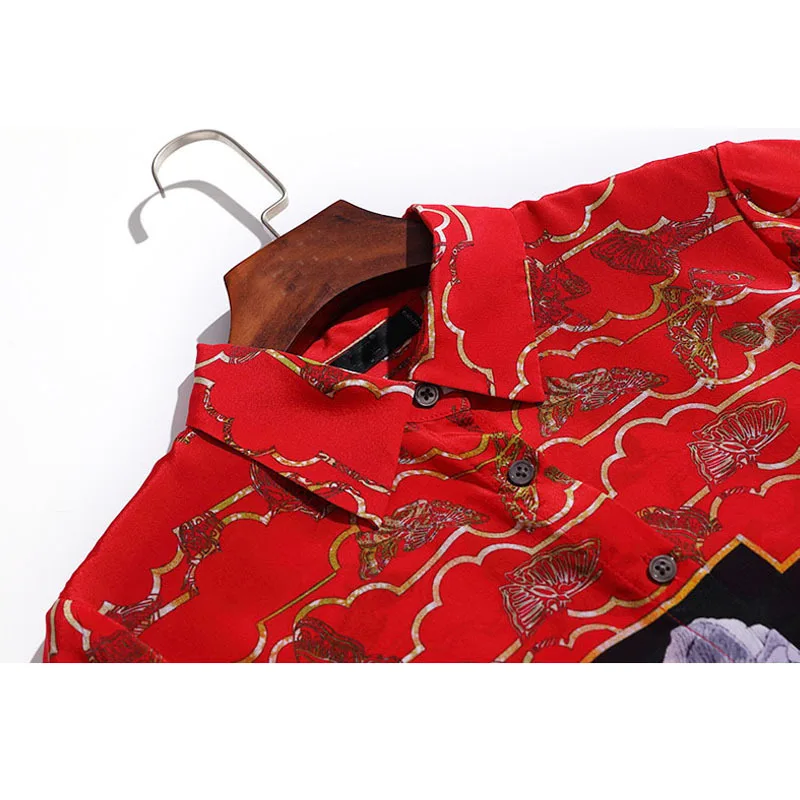 С принтом натуральный шелк рубашка женщина длинным рукавом 2019 новый шаблон