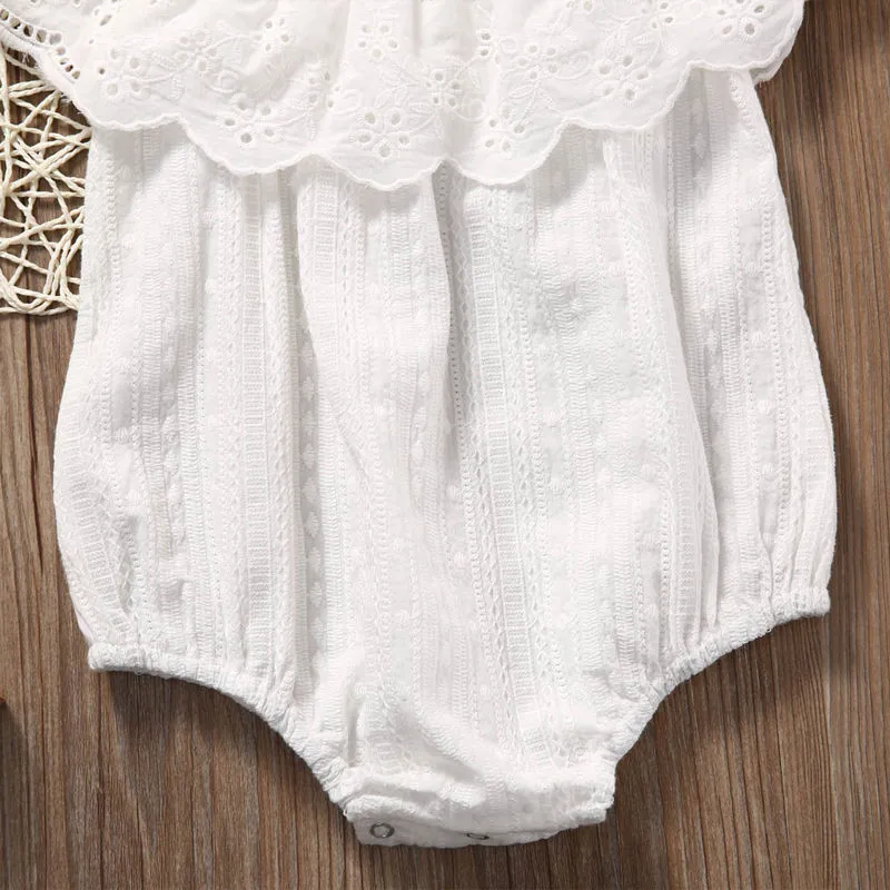 

Sweet Lace Hollow Off Shoulder Bodysuit Baby Clothing Newborn Infant Baby Girl Lace Bodysuits Loose Leotard Tops Girl Clothes