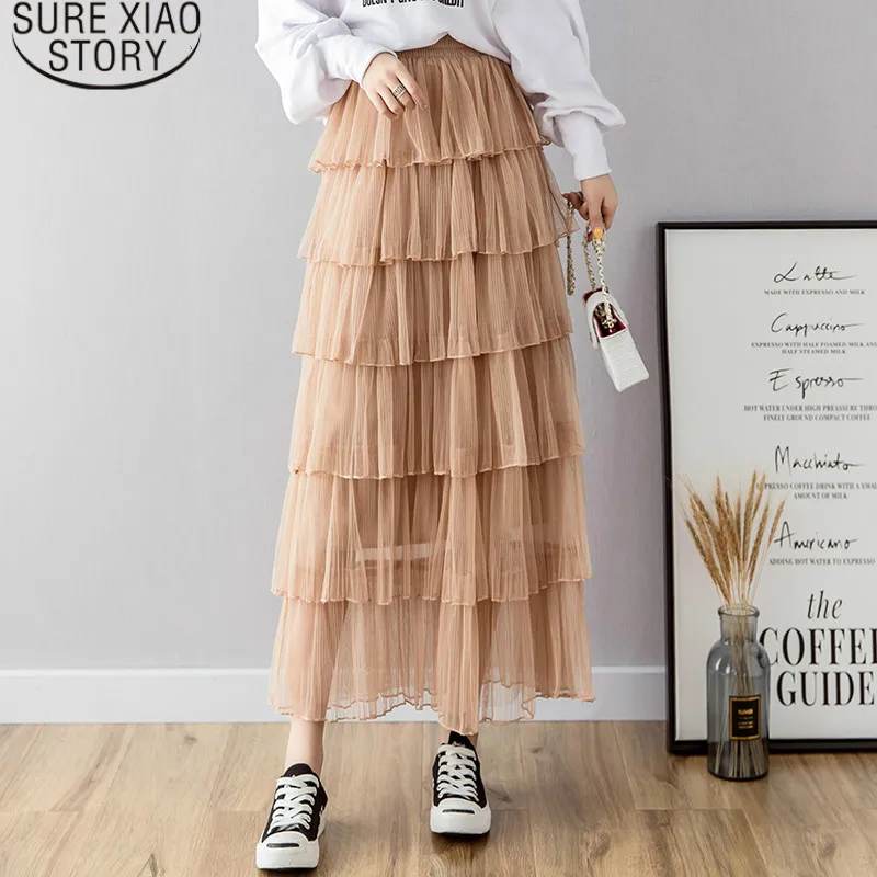 Юбка из сетчатой ткани на весну 2021 Новый Для женщин Fashionong юбки для Высокая Талия