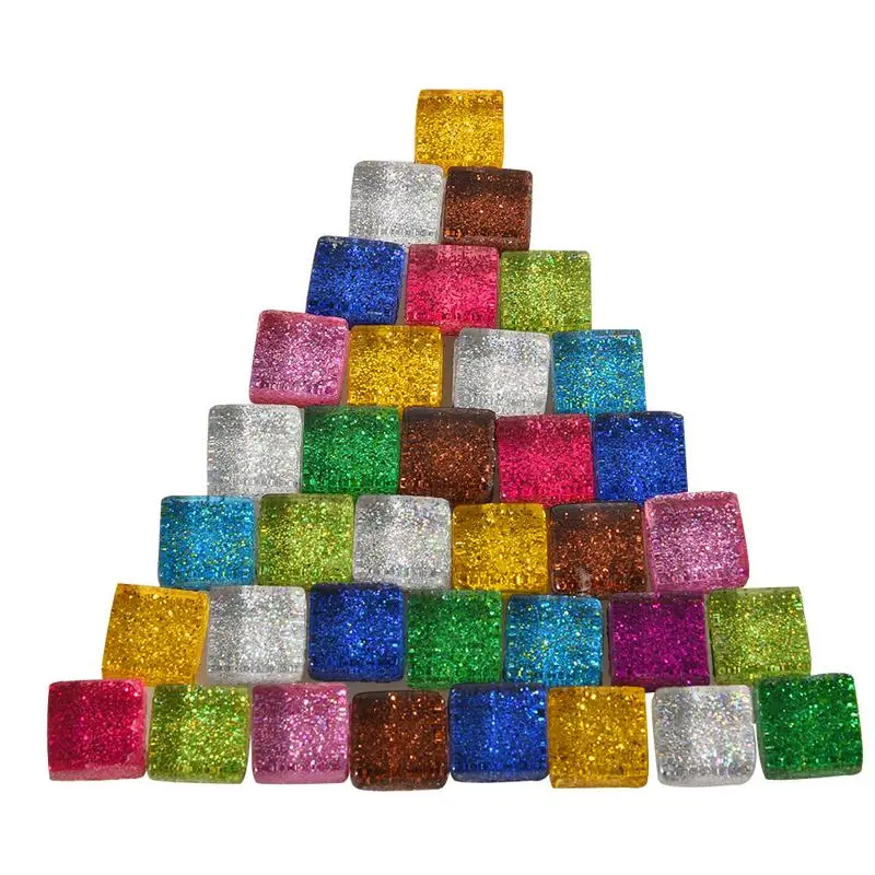 10 цветов квадратной формы художественная стеклянная мозаика блестящая