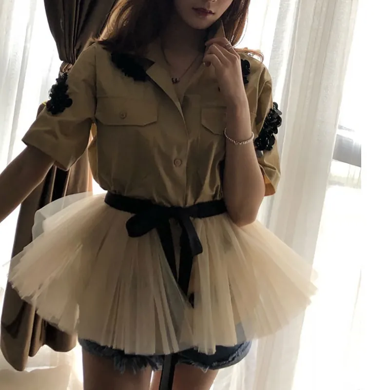 Женская блузка TWOTWINSTYLE весенняя повседневная с коротким рукавом и