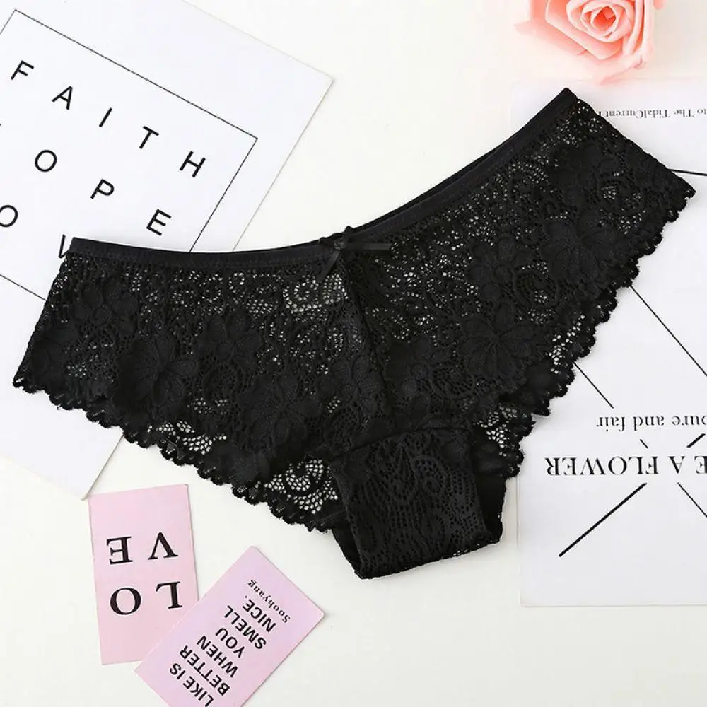 Ekouaer 3pcs/Lot Sexy Lace Panties Seamless Women Underwear Briefs Ladies Bikini Cotton Transparent Lingerie Female Underpants |