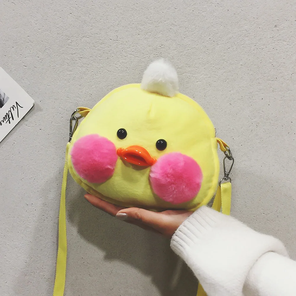 Сумка мессенджер Женская плюшевая сумка форма желтой утки мягкая для