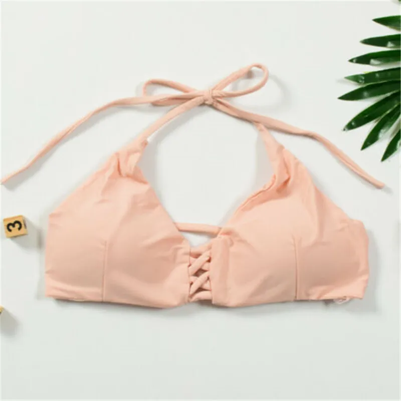 

Women High Waist Swimsuit Sexy Halter Push-up Padded Bandage Bikini Set Floral Print Swimwear Bathing Suit Women's Swimming Suit