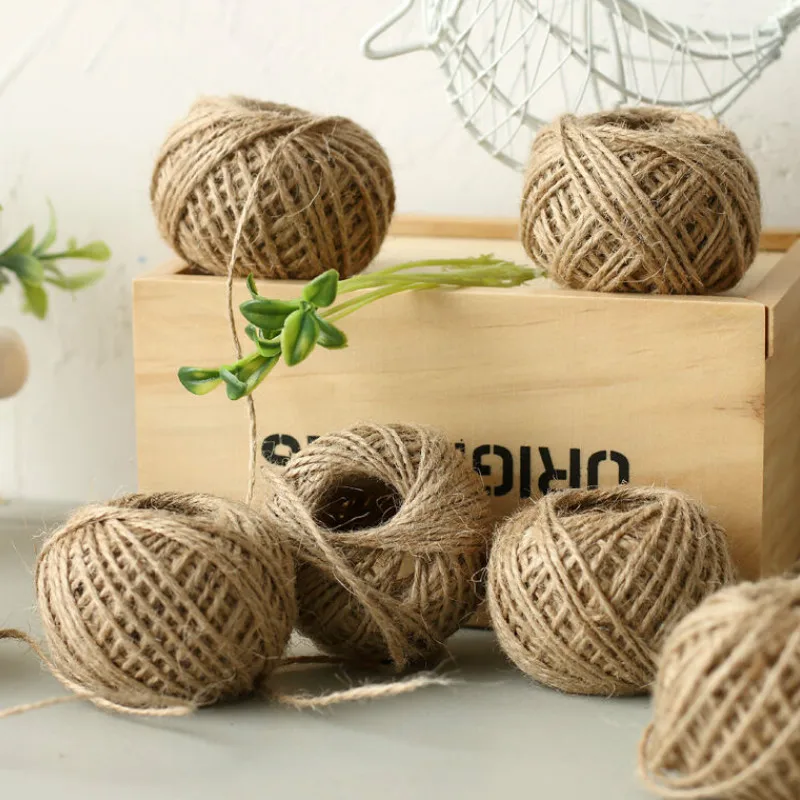50 м натуральный пеньковый DIY 1 рулон веревки многоцелевой обёрточная бумага