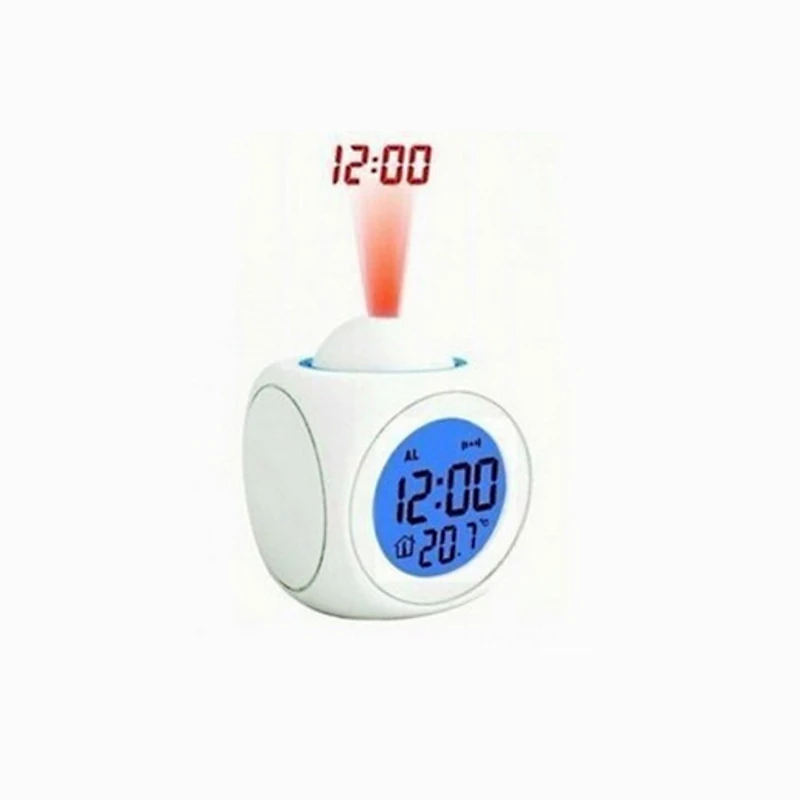 LCD Projection LED Display Time Digital Alarm Clock Talking Voice Prompt Thermometer Snooze Function Desk | Дом и сад