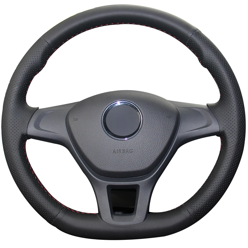 

Black Leather Car Steering Wheel Cover Wrap Around for Volkswagen VW Golf 7 Mk7 New Polo 2014 2015 2016 2017