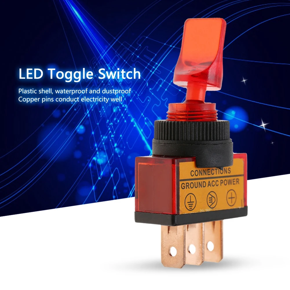 10 шт. 12VDC 20A светодиодный тумблер с короткой ручкой 3 Pin 12 мм ASW 14D переключатели