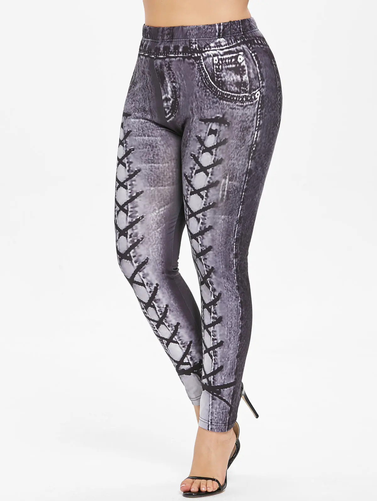 Wipalo New Arrival Leggings Women Plus Size 3D Printed High Elastic Waisted Workout Leggins Skinny Casual Female Pants | Женская одежда