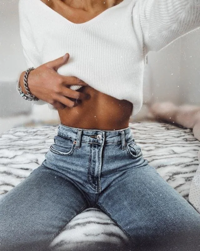AZULINA Lace Up Back Sweater Sexy Open V Neck Knitted Women Pullovers Long Sleeve Ladies Sweaters Elastic Jumpers | Женская одежда