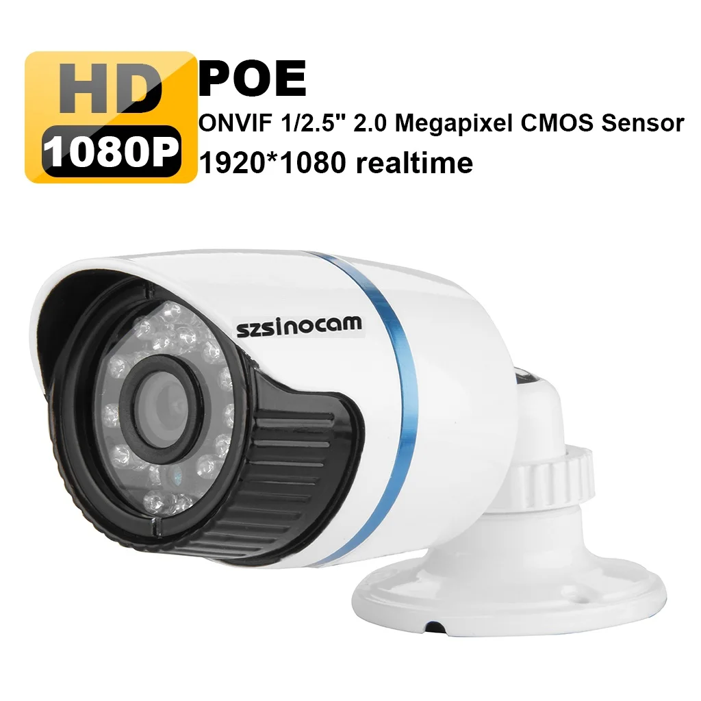 Szsinocam H.264 HD 1080 P 2 0 мегапиксельная видеонаблюдения P2P Водонепроницаемый POE IP