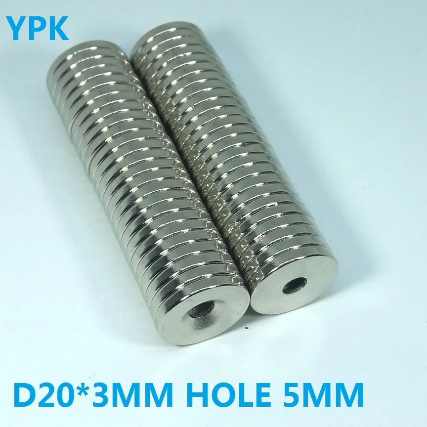 10 шт./лот неодимовый магнит 20*3 отверстие 5 N38 сильный мм D потайной NdFeB 20x3