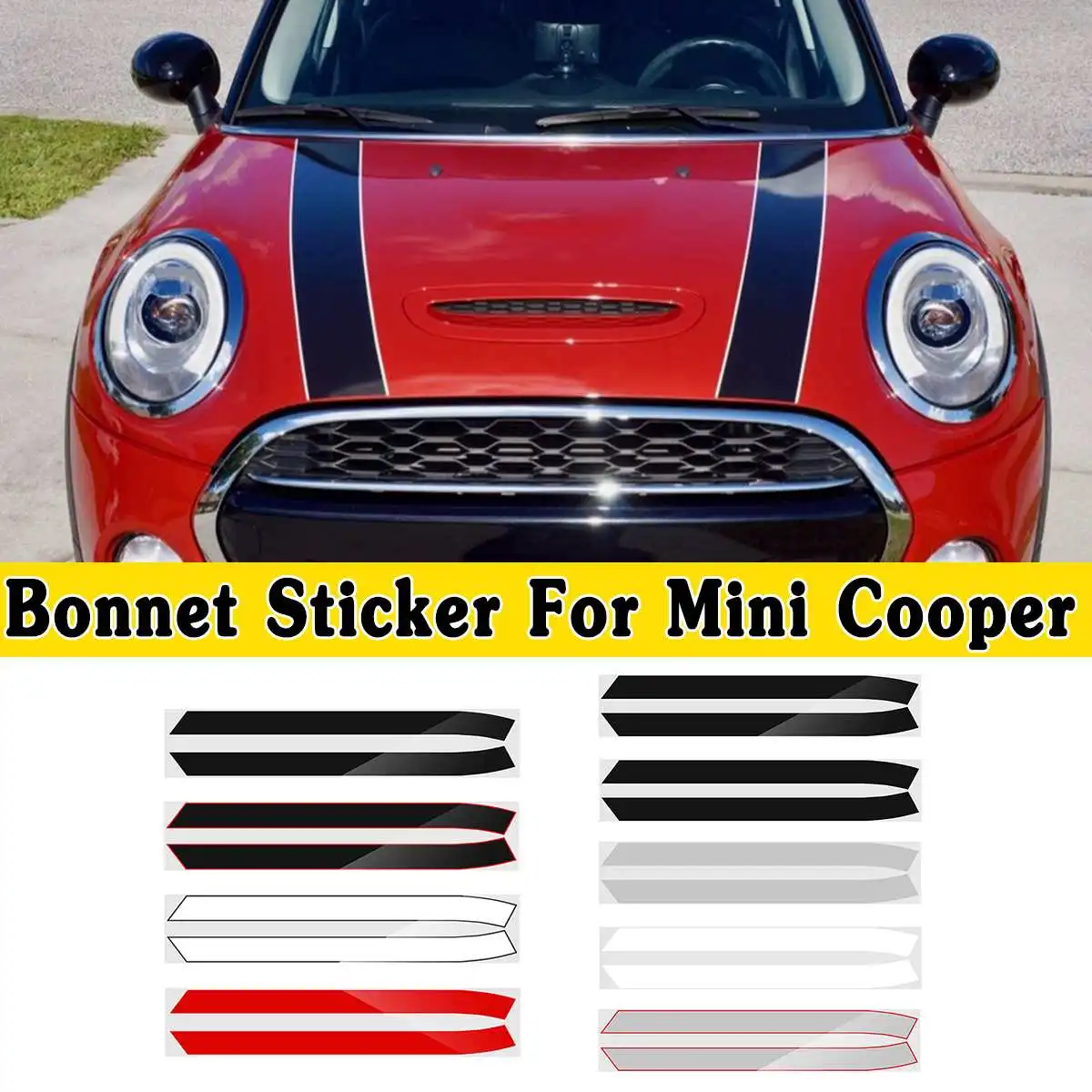 

Glossy / Matte Engine Bonnet Hood Trunk Stripe Trim Sticker Line Decals For Mini Cooper Bonnet Stripes R50 R53 R52 R55 R56 R57