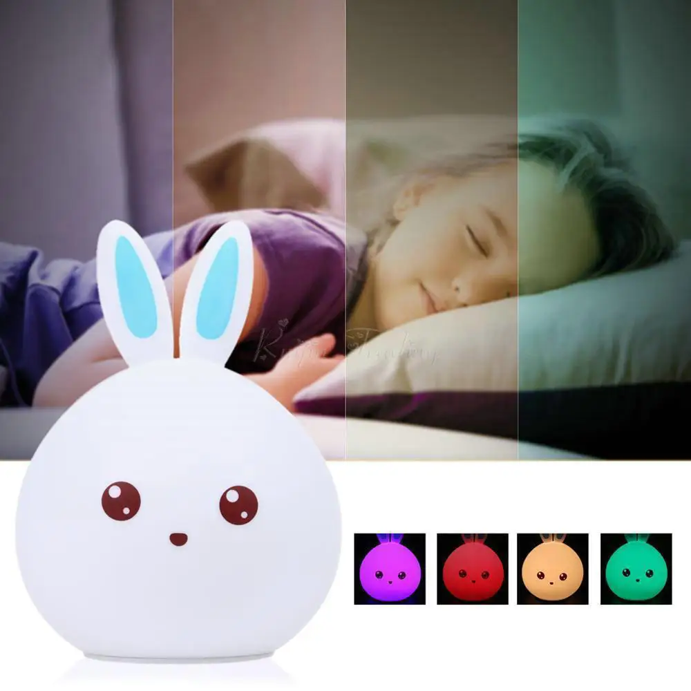 DOXA LED Rabbit Night Light Multicolor Silicone Touch Sensor Tap Control Nightlight Children Baby Kids Bedside Lamp 2018 New | Освещение
