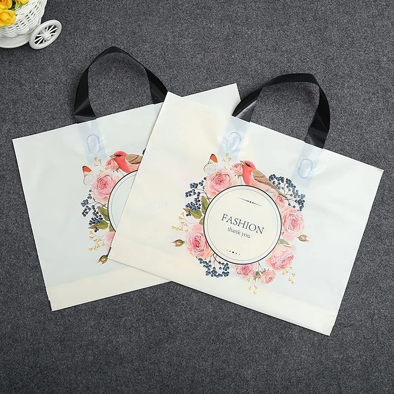 50 шт. уплотненная пластиковая подарочная сумка с ручкой петлей одежда бутик