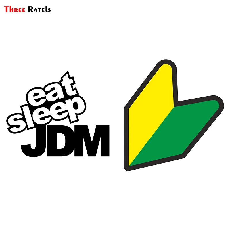 

Three Ratels TRL681# 15x8cm Colorful Car Sticker Eat Sleep JDM Removable Funny Stickers And Decals Styling