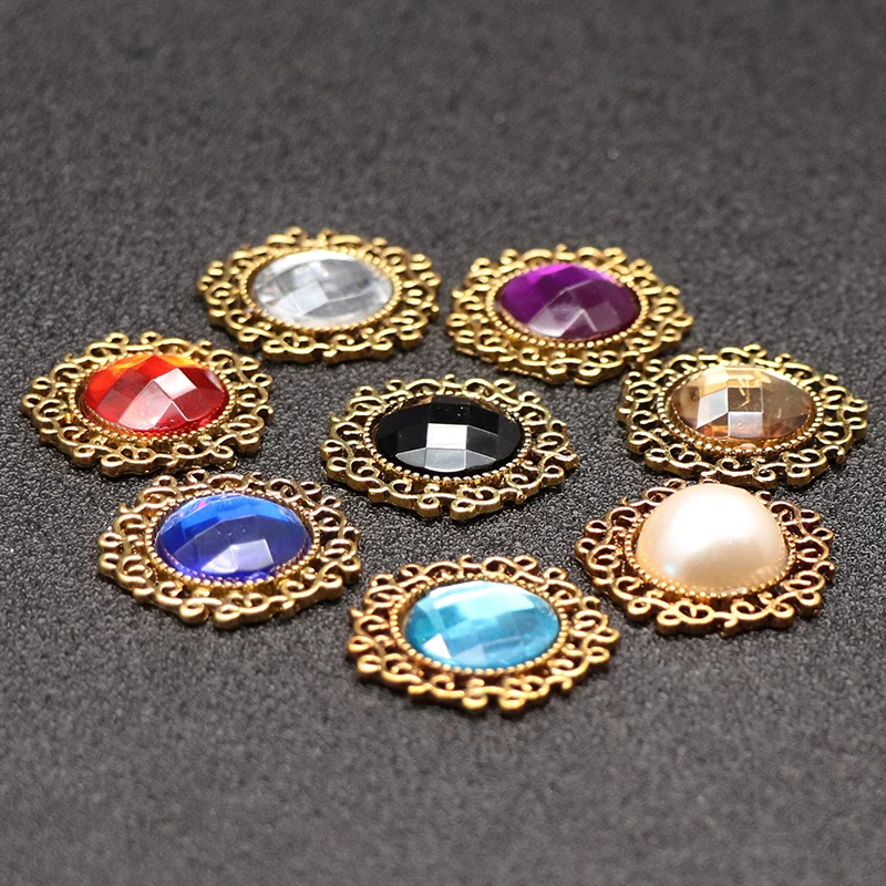 10pcs Round Decorative Rhinestone Buttons For Girl Hair Accessories Dress Crafts Jewelry Scrapbooking Sewing | Дом и сад