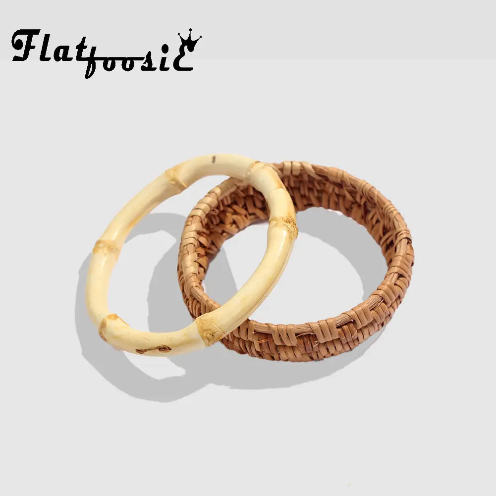 Женский ротанговый браслет Flatfoosie соломенное плетение ручной работы Простой