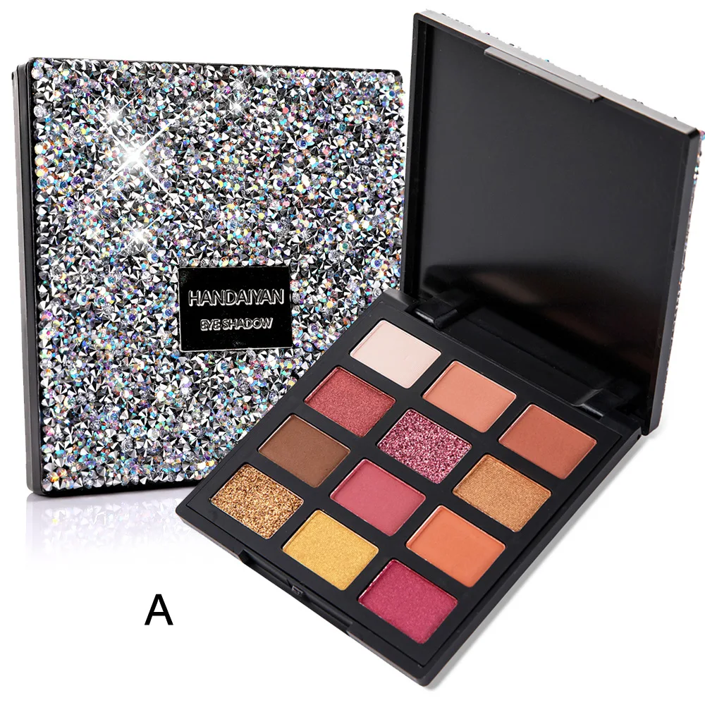 

Waterproof HANDAIYAN diamond & velvet eye shadow palette makeup 12 colors matte + glitter shadows 24pcs/lot DHL Free