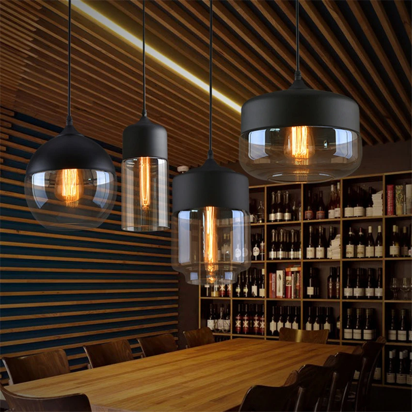 Modern LED Pendant Lights Clear Glass Lampshade Loft Lamps E27 110- 220V Dinning Room Home Deco Lighting Fixtures Avize | Лампы и