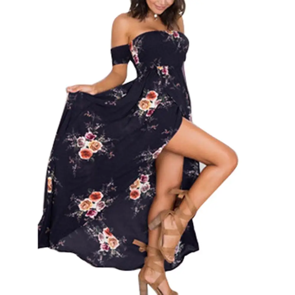 Somen Summer Dress Boho Women Off Shoulder Floral Print Beach Maxi | Женская одежда