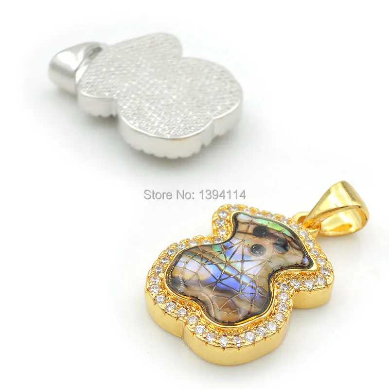 18*13*3 мм Micro Pave Clear CZ Gridding Abalone Shell Bear Charms подходит для изготовления ожерелья