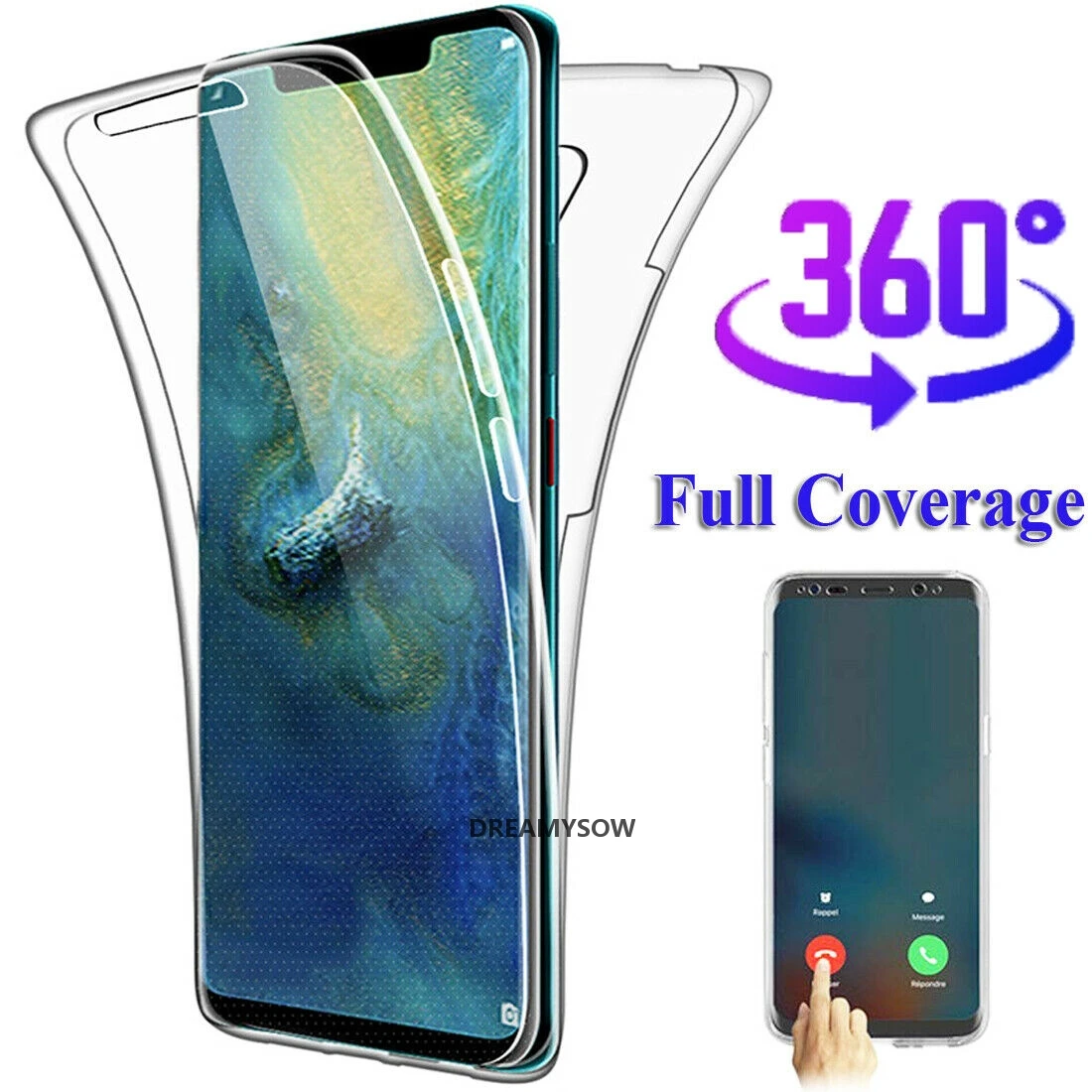 Двойной прозрачный чехол для Huawei P30 Pro Y6 /Y7 P Smart 2019 P20 Mate 10 20 Lite P9 P8 2017 Nova 2i мягкий из