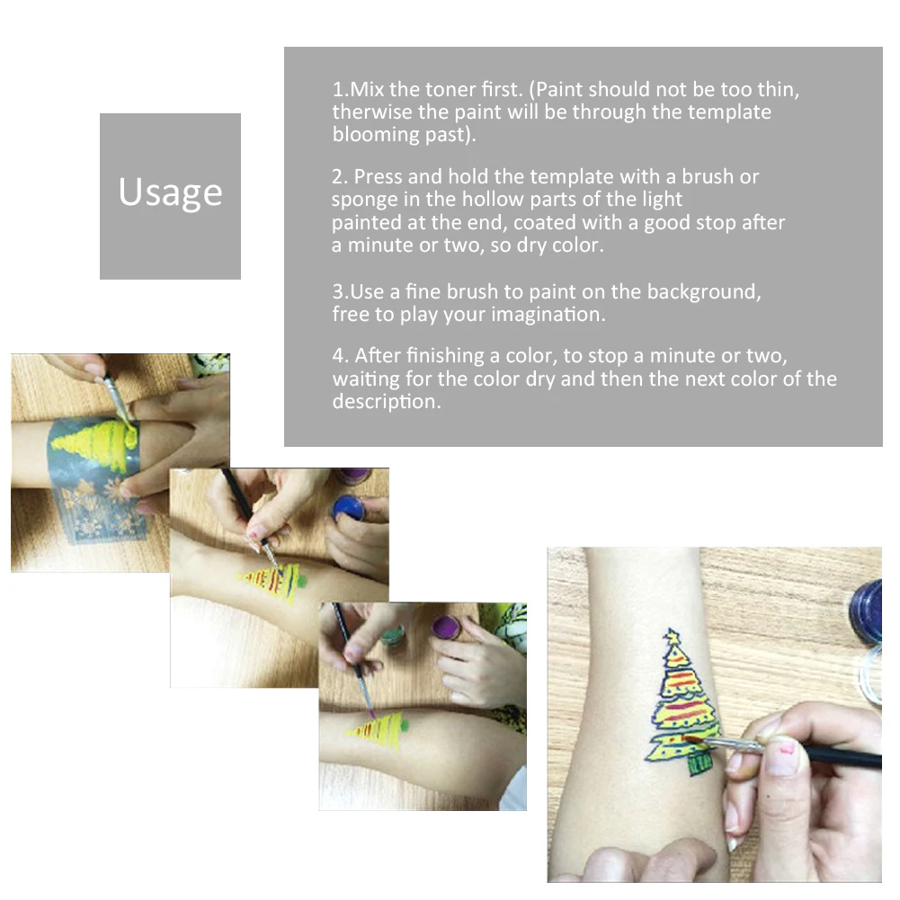 7 видов стилей многоразовая краска для лица и аэрография блеск трафарет