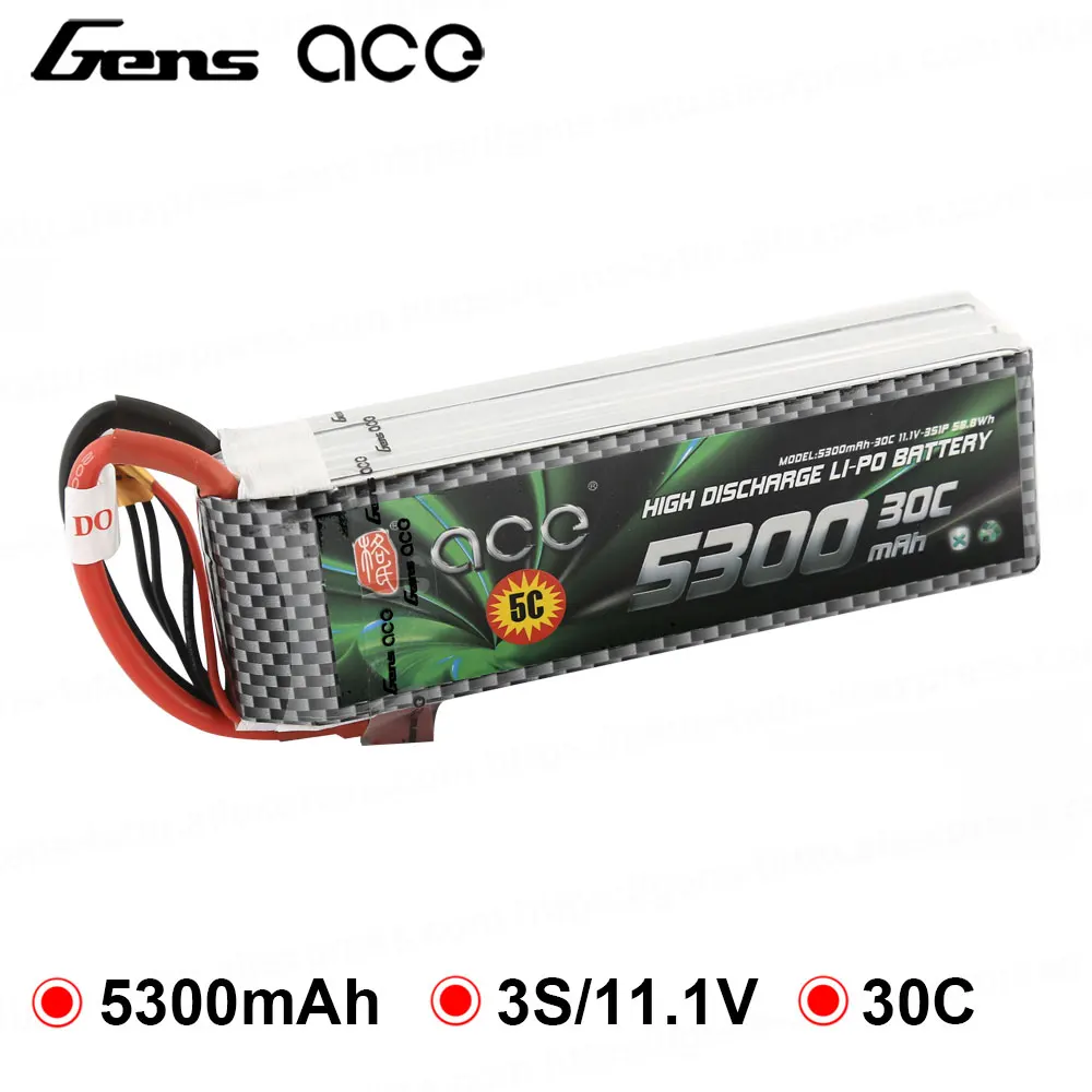 Gens ace Lipo Battery 3S 5300mAh 11 1 V Pack XT60 T Plug для Spartan вертолета самолета RC автомобиля лодки
