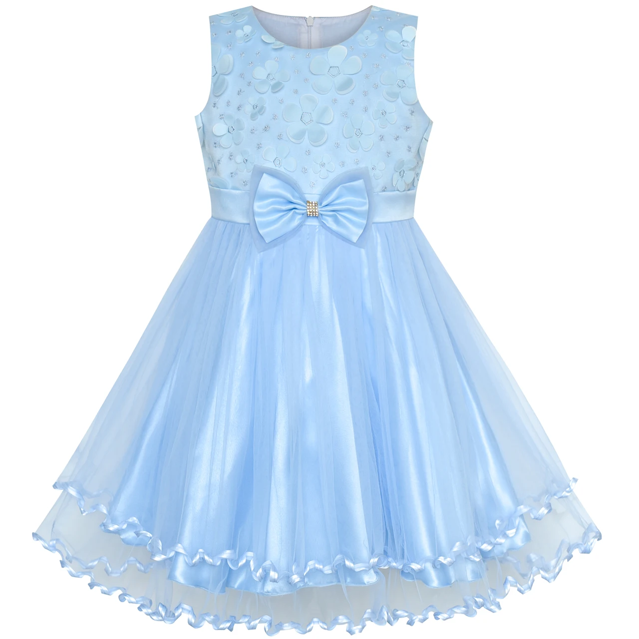 Sunny Fashion платья для девочек платье Цветок Девушка Платье Синий Подружка невесты