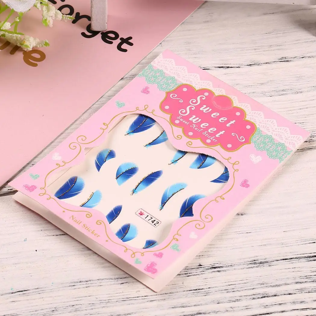 DIY Nail Stickers Manicure Feather Pattern Water Women Transfer Multicolor Decal Decoration | Красота и здоровье